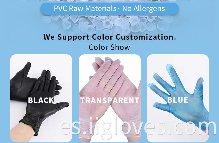 Guante de vinilo sin polvo transparente Glove industrial Glove Industrial Látex Free y alergia Trabajo de plástico Guantes de limpieza de servicios de alimentos